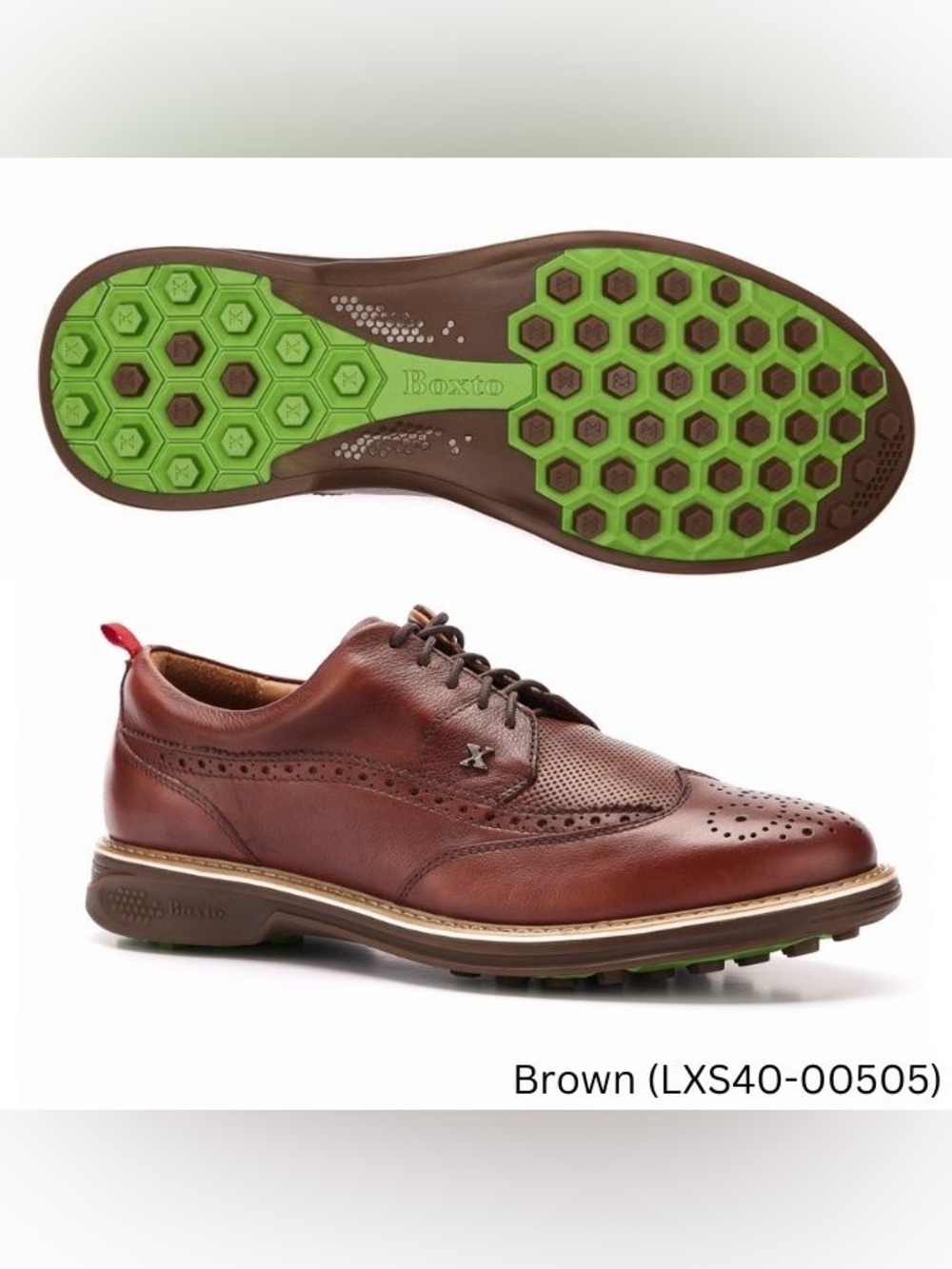 NWOT - Boxto Legacy Brown Leather Golf Shoes Mens 40.5